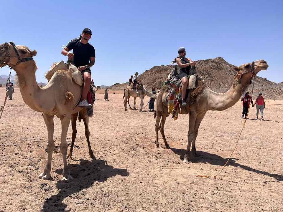 camel riding in the Egyptian desert